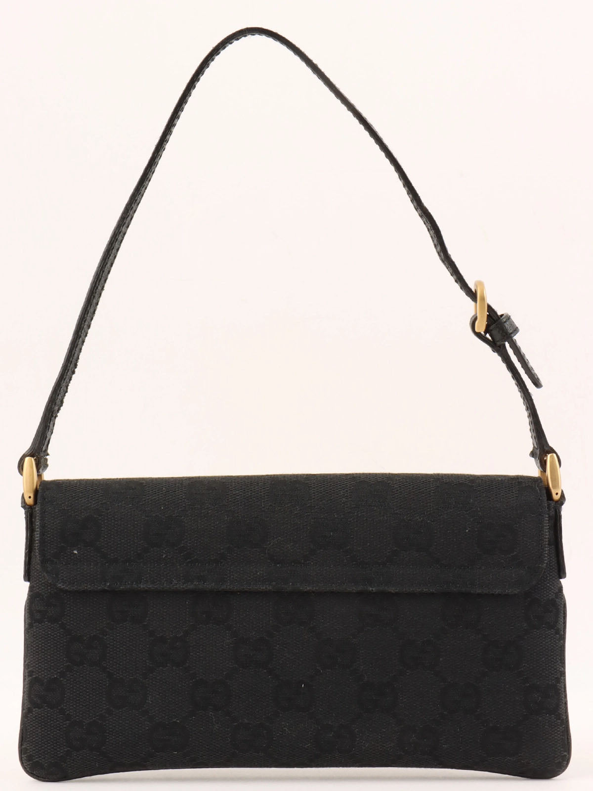 Canvas GG Pattern Studded Handbag in Black