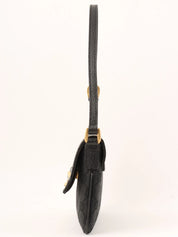 Canvas GG Pattern Studded Handbag in Black