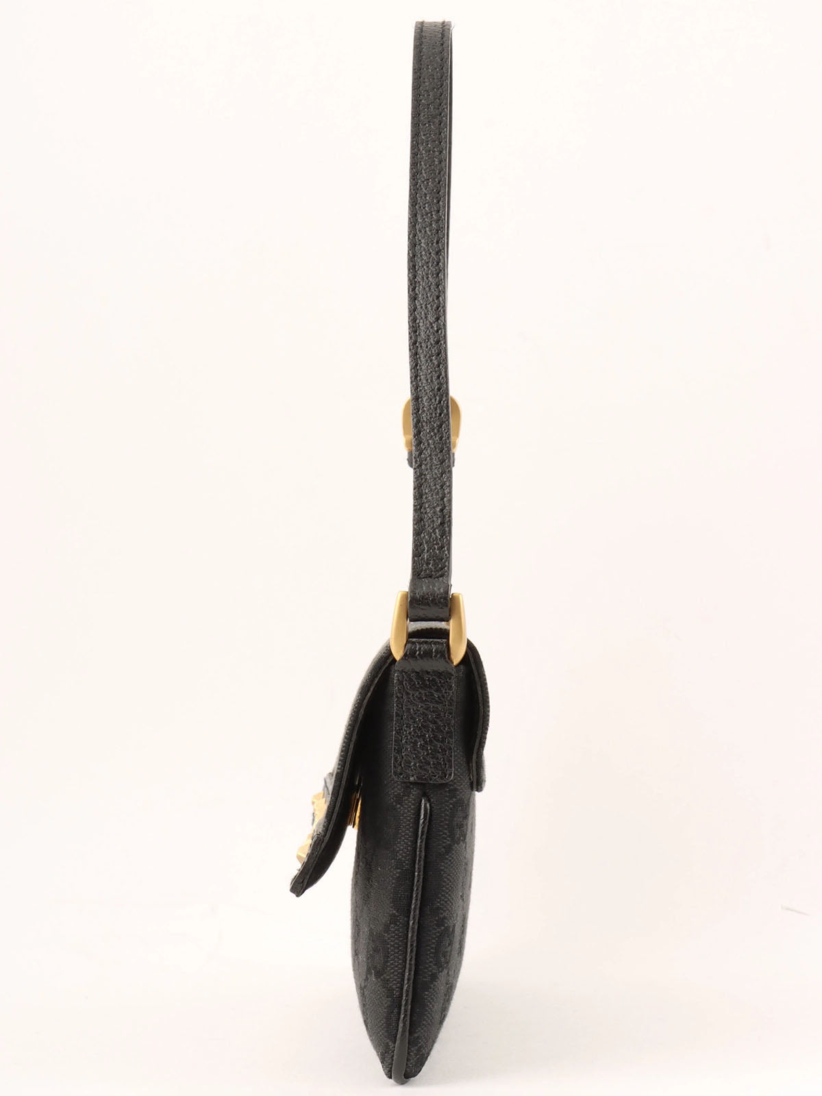 Canvas GG Pattern Studded Handbag in Black
