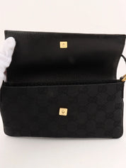 Canvas GG Pattern Studded Handbag in Black