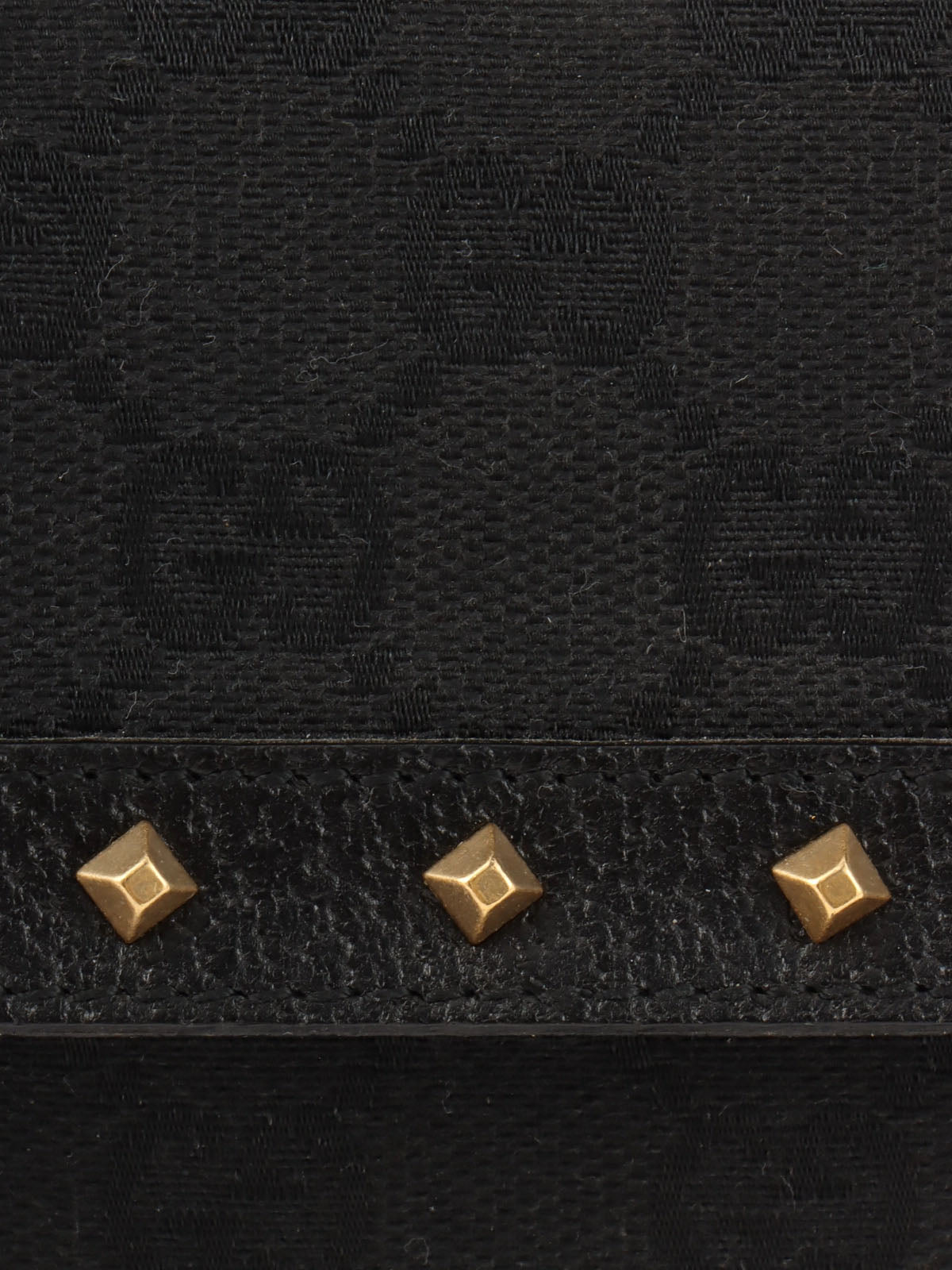 Canvas GG Pattern Studded Handbag in Black