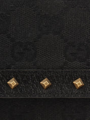 Canvas GG Pattern Studded Handbag in Black