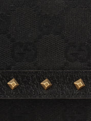 Canvas GG Pattern Studded Handbag in Black