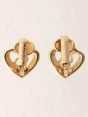 心形镂空徽标耳环金色