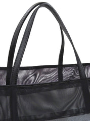 ロゴプレートメッシュトートバッグ ブラック