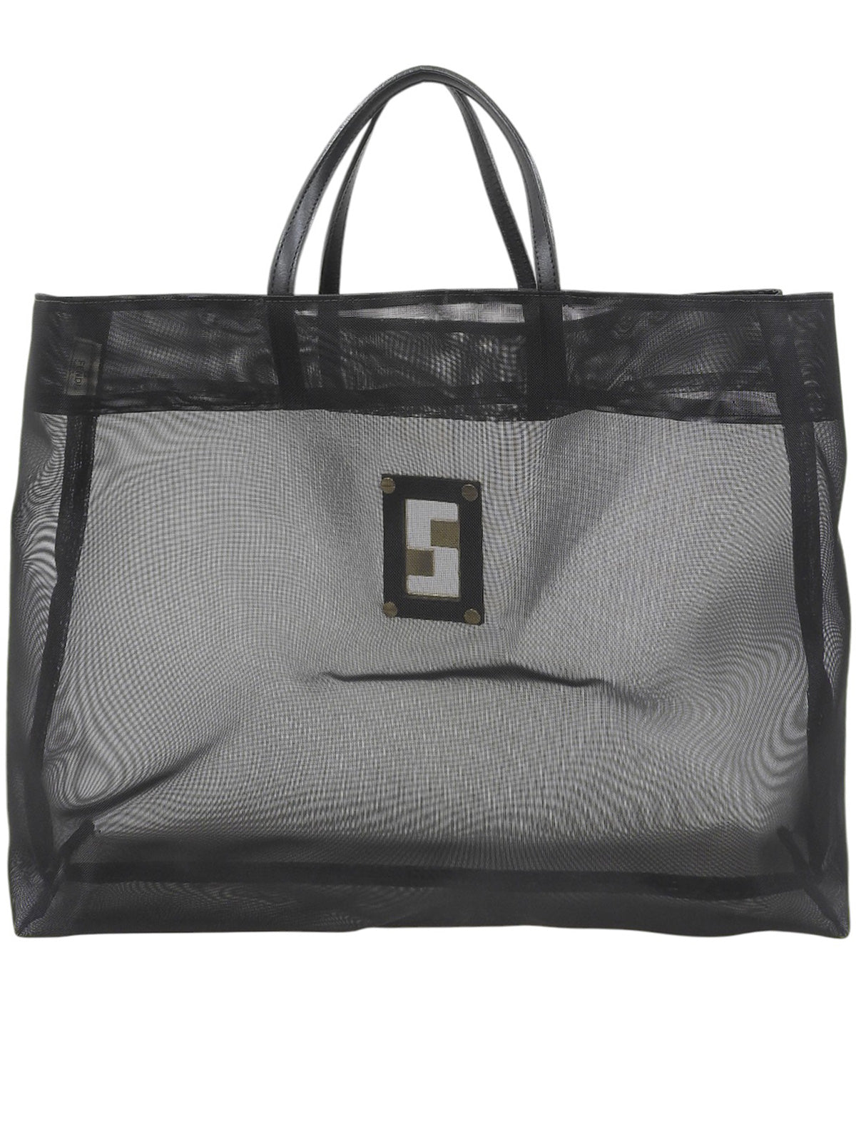 ロゴプレートメッシュトートバッグ ブラック