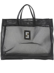 ロゴプレートメッシュトートバッグ ブラック