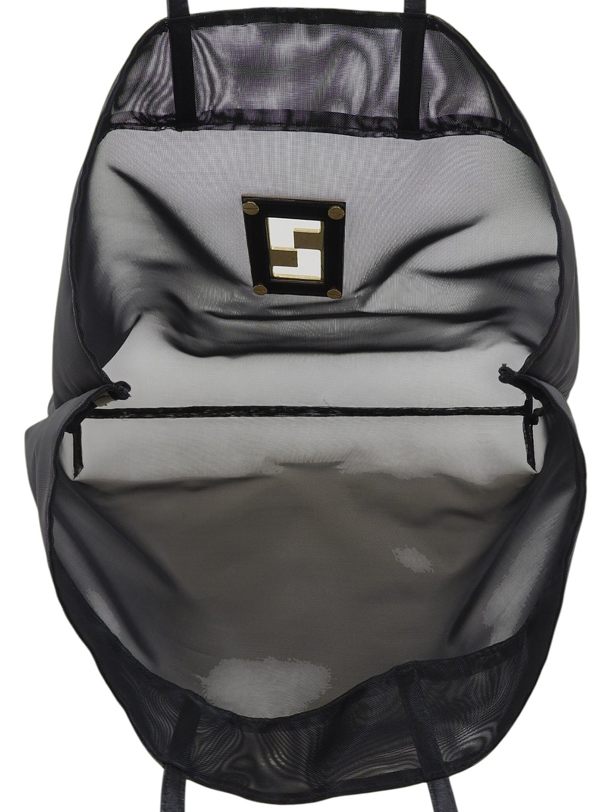 Logo Plate Mesh Tote Bag Black