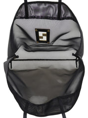 Logo Plate Mesh Tote Bag Black