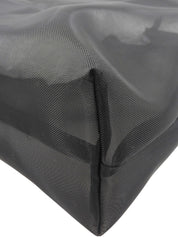 Logo Plate Mesh Tote Bag Black