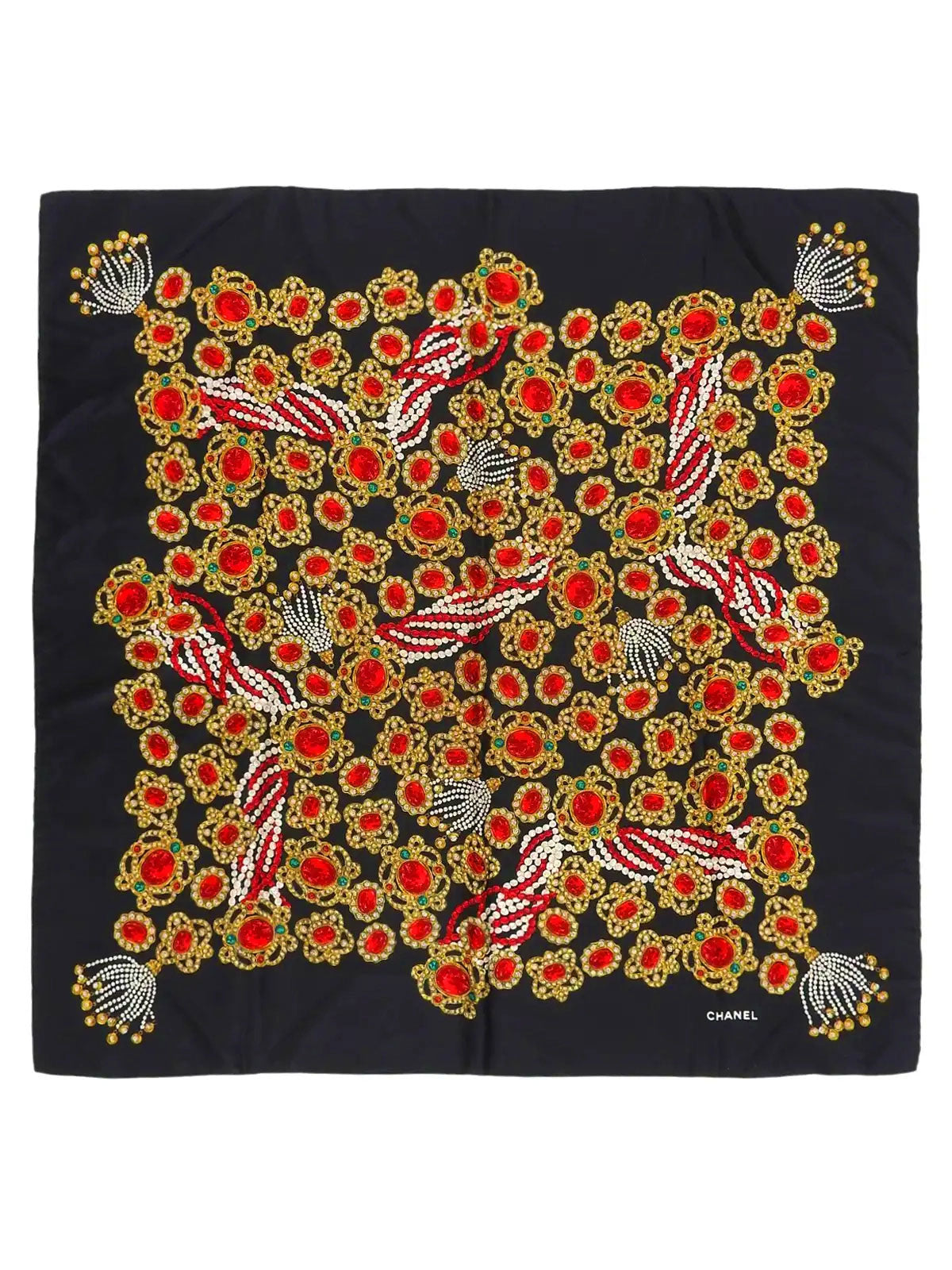 グリポワジュエリーパターンスカーフ ブラック/マルチ