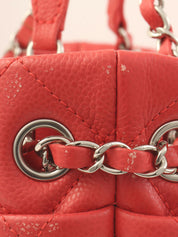 2014 Caviar Skin CC Mark Stitch Chain Tote Bag, Salmon Pink