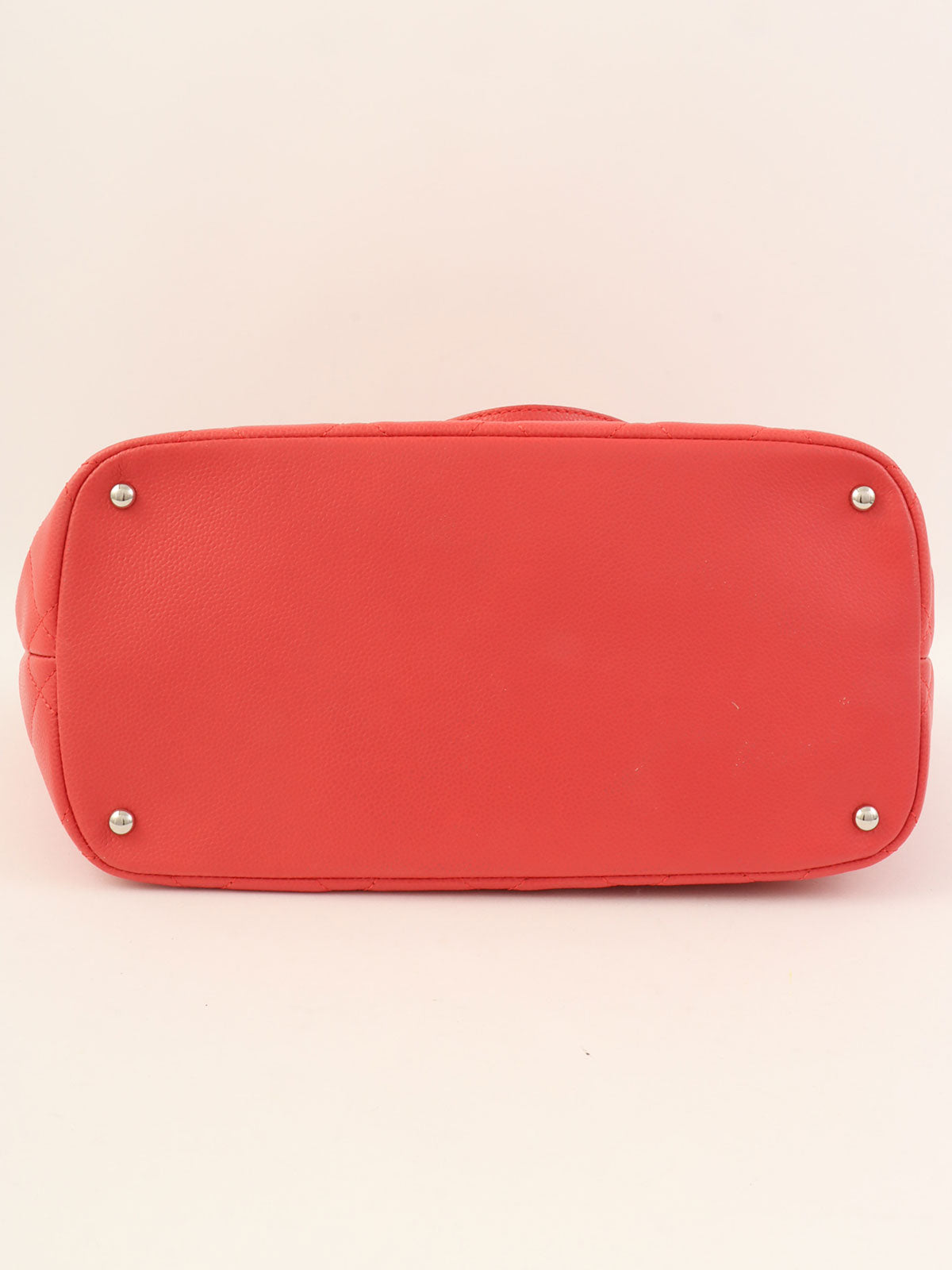 2014 Caviar Skin CC Mark Stitch Chain Tote Bag, Salmon Pink