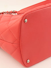 2014 Caviar Skin CC Mark Stitch Chain Tote Bag, Salmon Pink