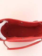 2014 Caviar Skin CC Mark Stitch Chain Tote Bag, Salmon Pink