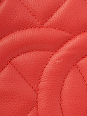 2014 Caviar Skin CC Mark Stitch Chain Tote Bag, Salmon Pink