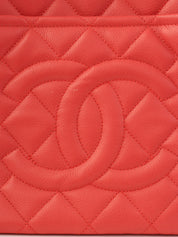 2014 Caviar Skin CC Mark Stitch Chain Tote Bag, Salmon Pink