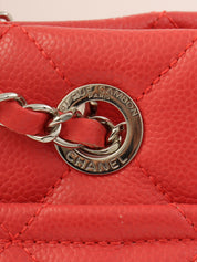 2014 Caviar Skin CC Mark Stitch Chain Tote Bag, Salmon Pink