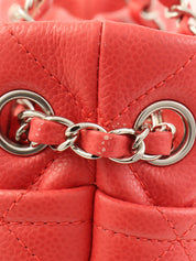 2014 Caviar Skin CC Mark Stitch Chain Tote Bag, Salmon Pink