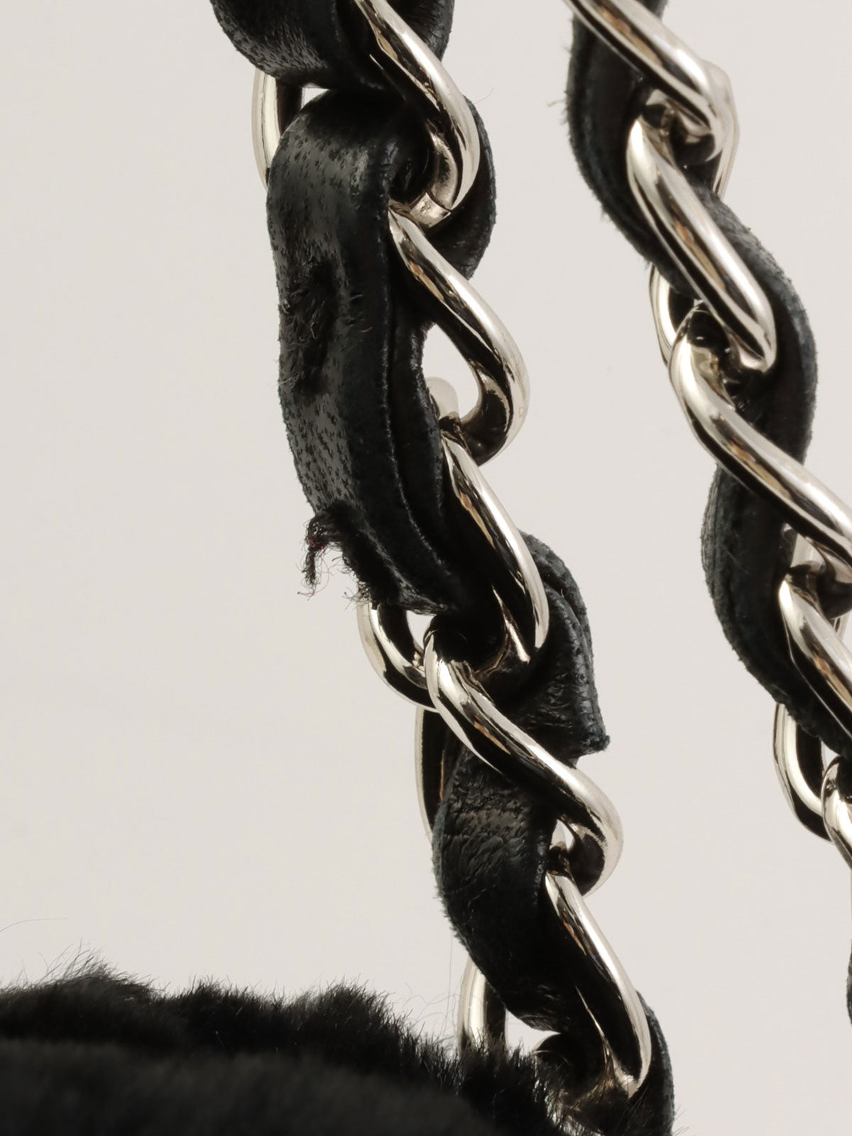 2007年頃 ファーCCマークチャームチェーンショルダーバッグ ブラック