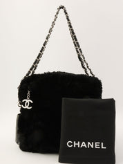 2007年頃 ファーCCマークチャームチェーンショルダーバッグ ブラック