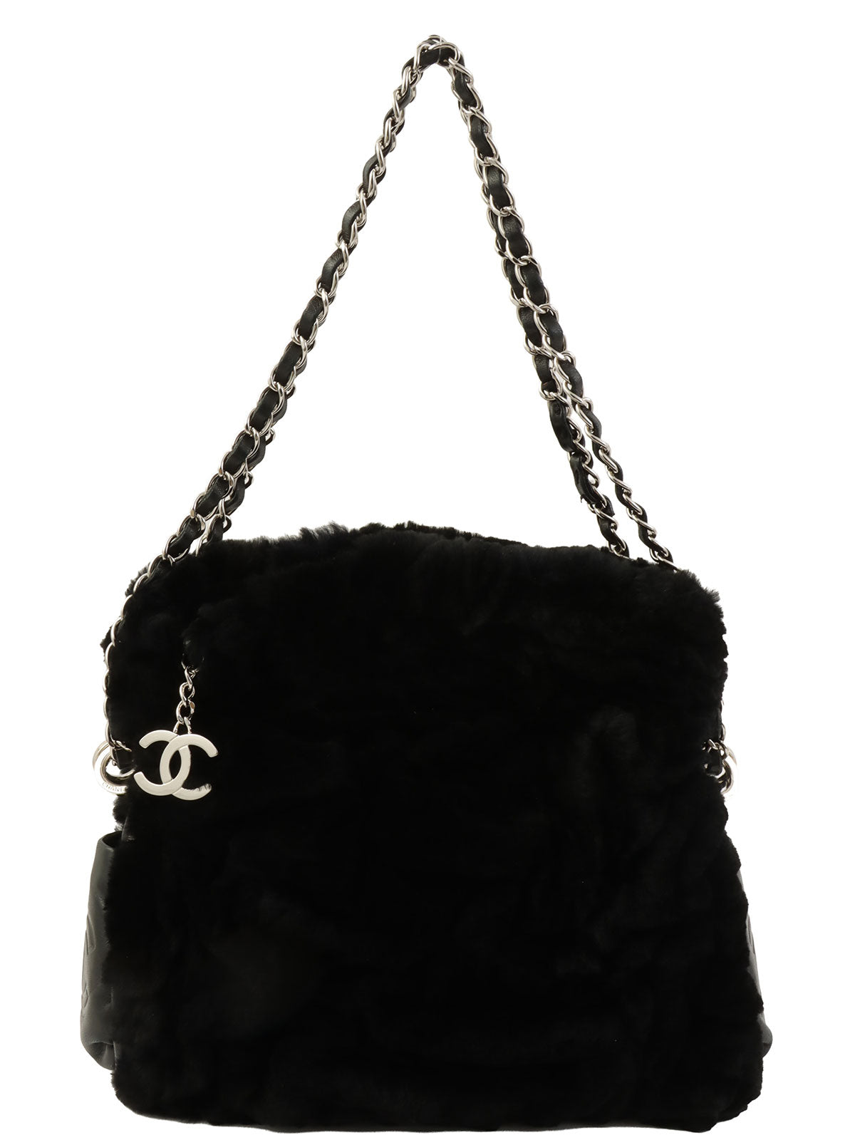 2007年頃 ファーCCマークチャームチェーンショルダーバッグ ブラック