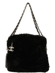 2007年頃 ファーCCマークチャームチェーンショルダーバッグ ブラック