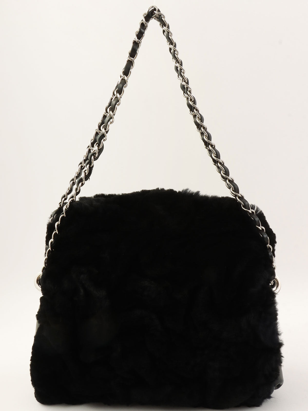 2007年頃 ファーCCマークチャームチェーンショルダーバッグ ブラック