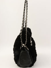 2007年頃 ファーCCマークチャームチェーンショルダーバッグ ブラック