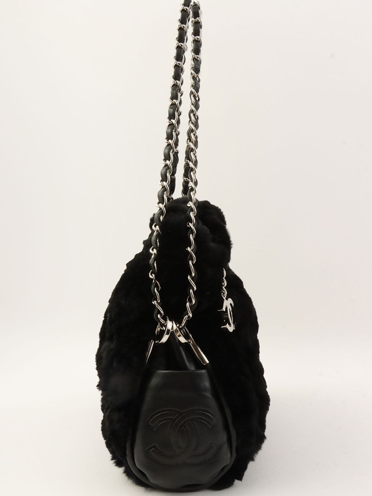 2007年頃 ファーCCマークチャームチェーンショルダーバッグ ブラック