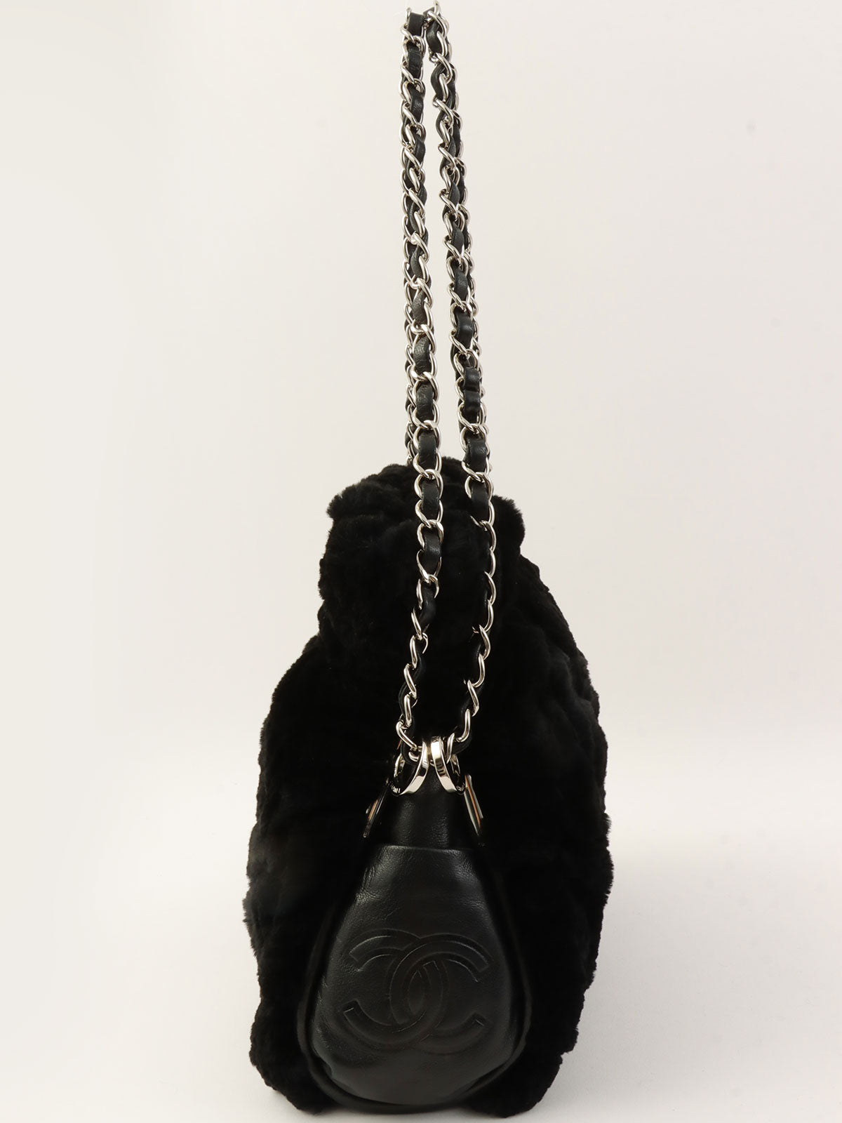 2007年頃 ファーCCマークチャームチェーンショルダーバッグ ブラック