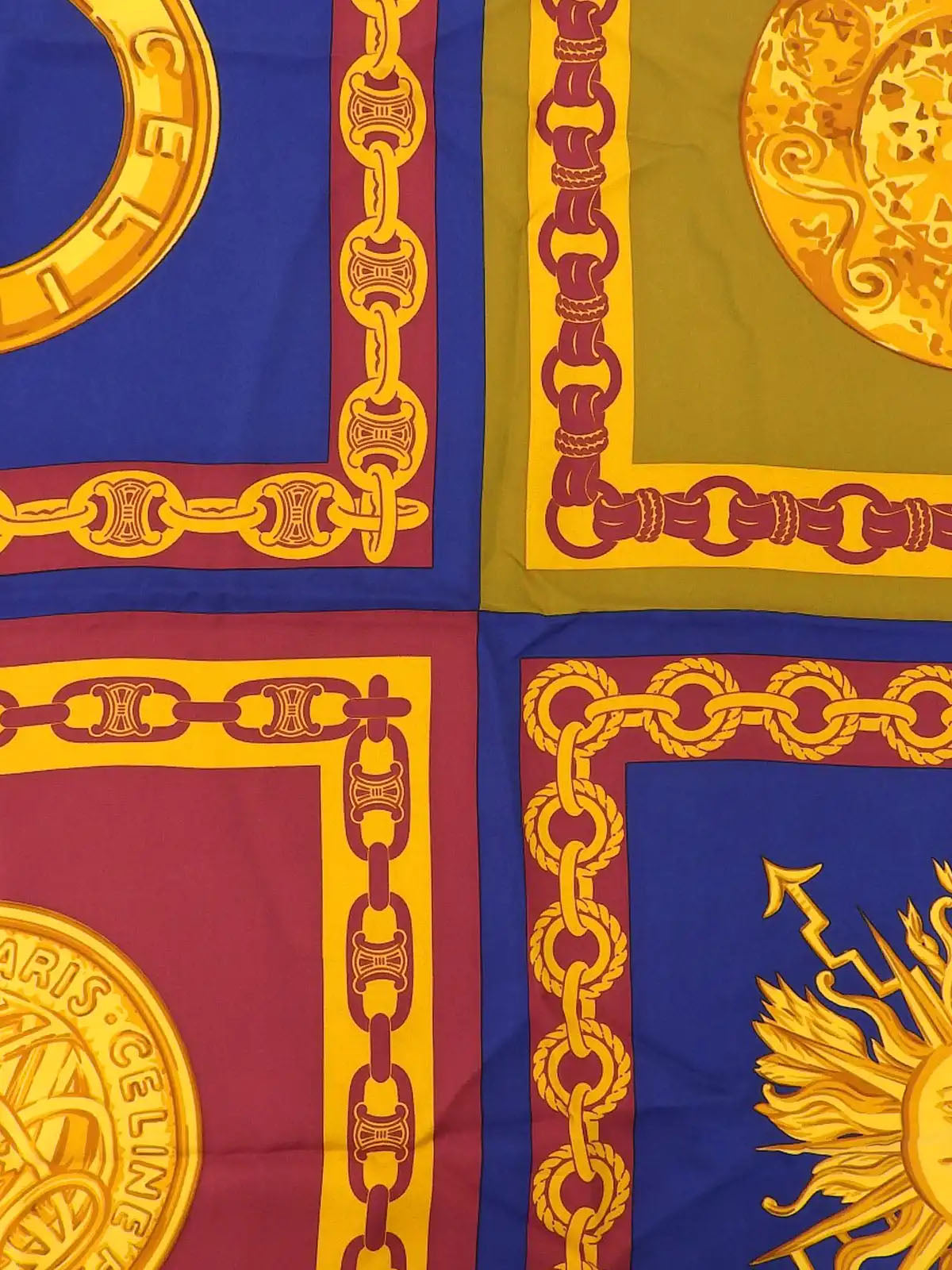Macadam logo multi-motif scarf in navy/burgundy/multi