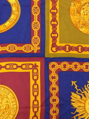 Macadam logo multi-motif scarf in navy/burgundy/multi