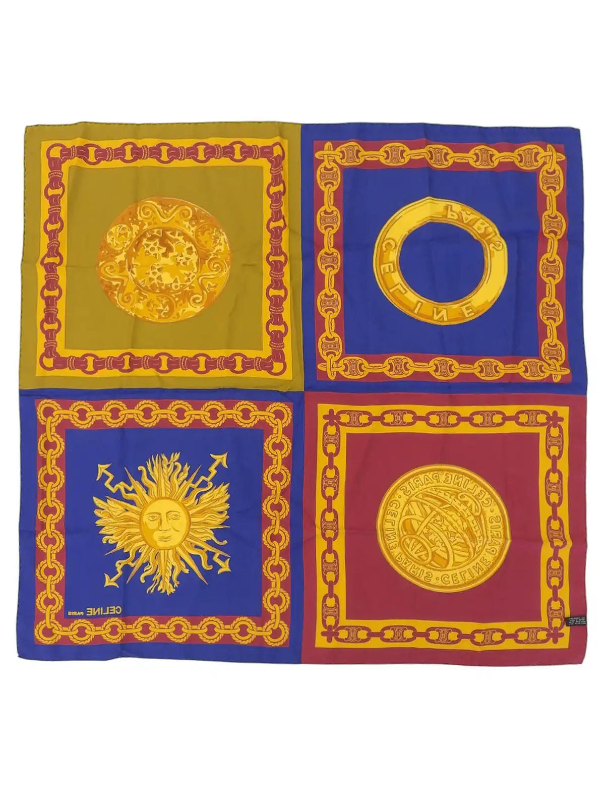 Macadam logo multi-motif scarf in navy/burgundy/multi
