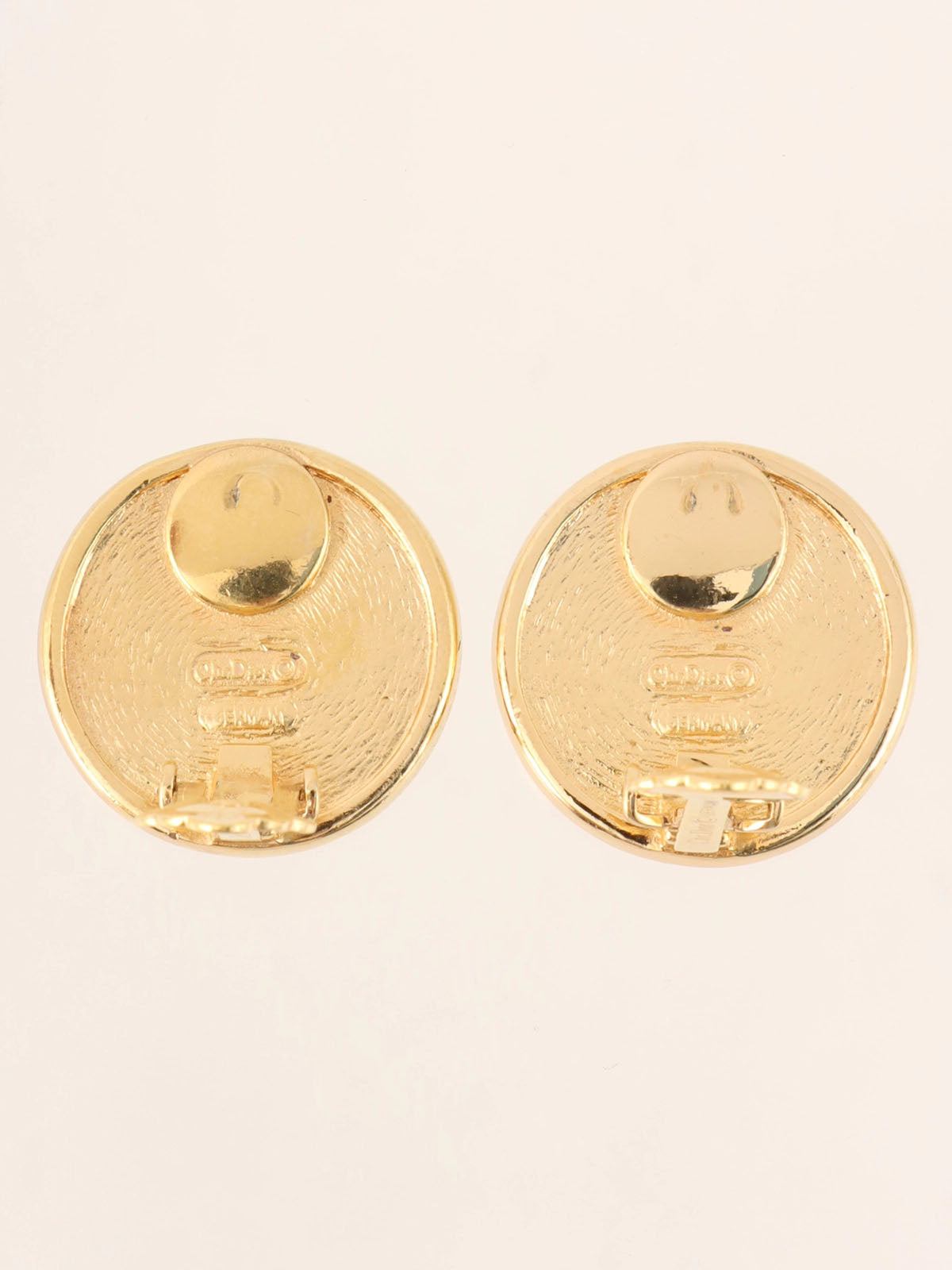 Round Emblem Logo Earrings Gold