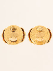1994 Round Pearl CC Mark Earrings in Gold