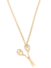 2002年製 ラインストーンシザーモチーフCCマークネックレス ゴールド