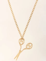 2002年製 ラインストーンシザーモチーフCCマークネックレス ゴールド