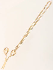 2002年製 ラインストーンシザーモチーフCCマークネックレス ゴールド