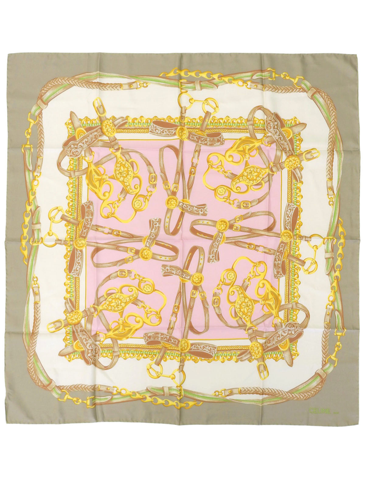 腰带图案围巾 卡其色/多色