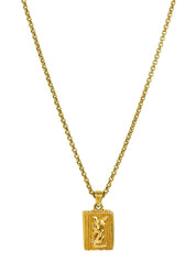 Square logo plate necklace in gold