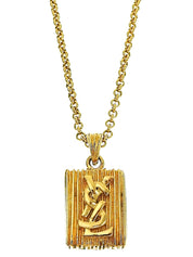 Square logo plate necklace in gold