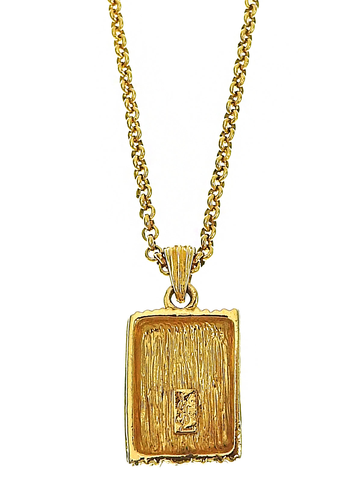 金质方形logo吊坠项链