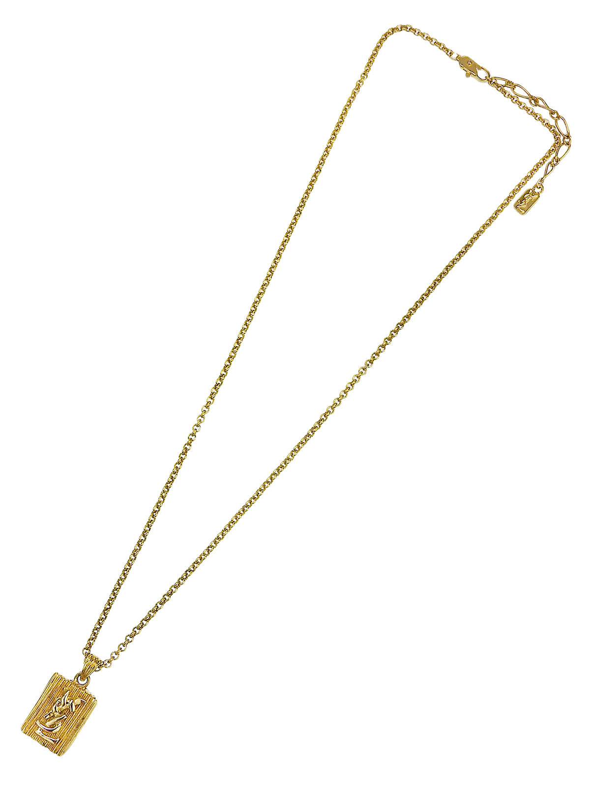 Square logo plate necklace in gold