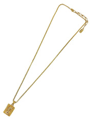 Square logo plate necklace in gold