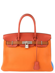 2012 Birkin Harlequin 30 Orange/Blue/Gray