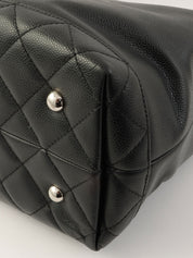 2011 Caviar Skin CC Mark Stitch 2-Way Tote Bag, Black