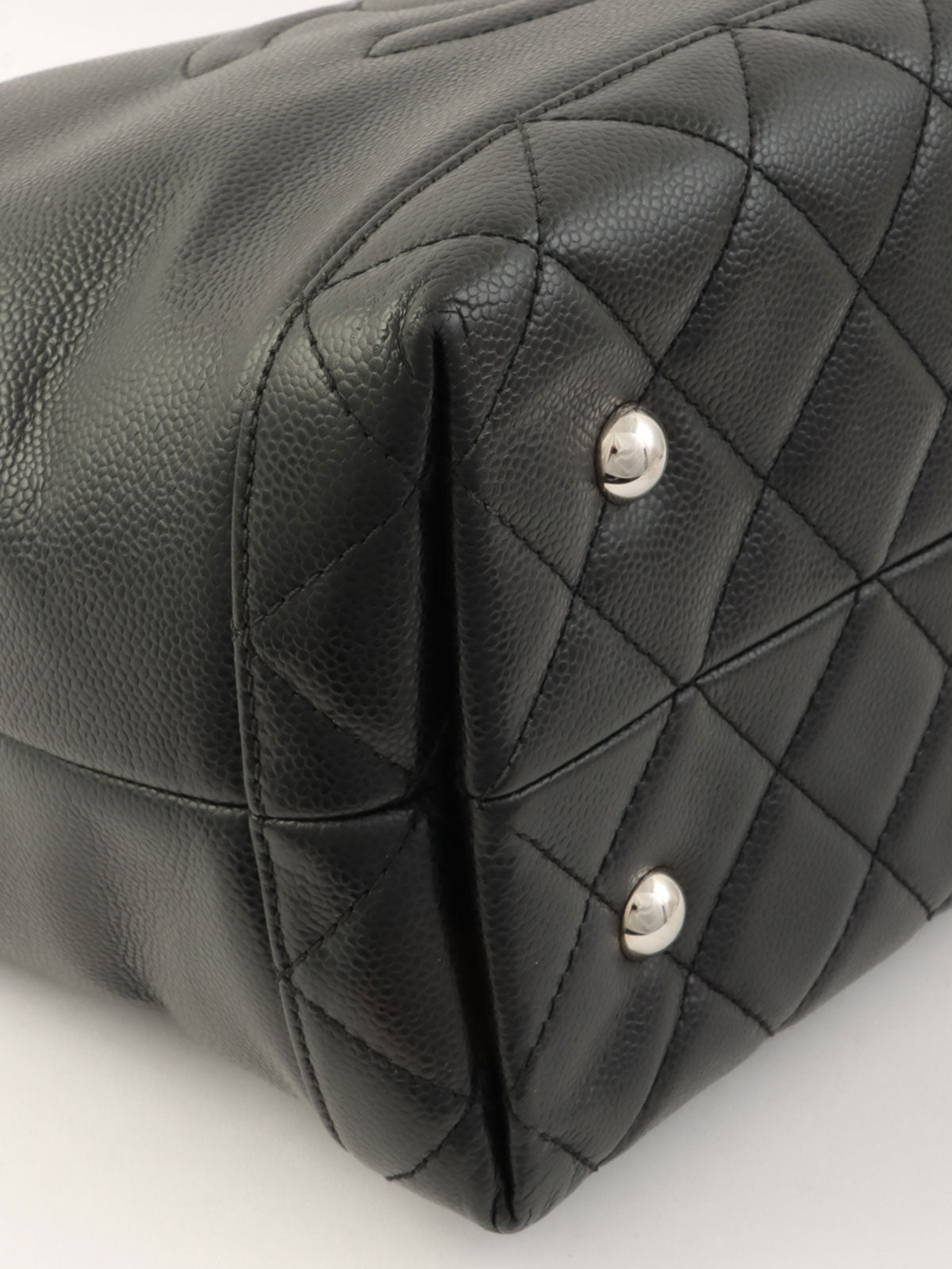 2011 Caviar Skin CC Mark Stitch 2-Way Tote Bag, Black