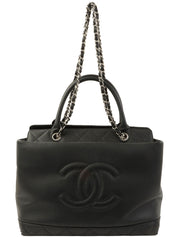 2011 Caviar Skin CC Mark Stitch 2-Way Tote Bag, Black