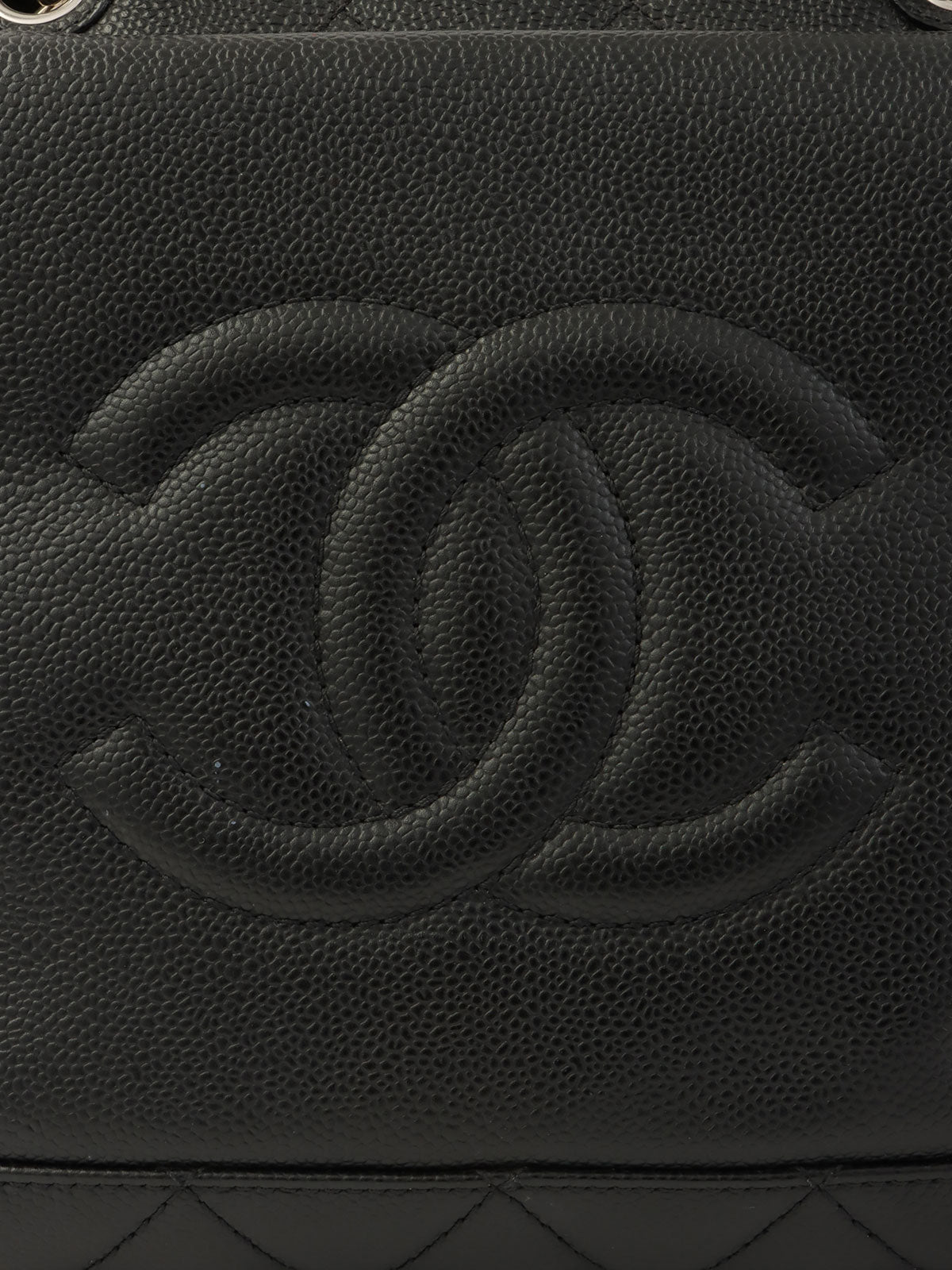 2011 Caviar Skin CC Mark Stitch 2-Way Tote Bag, Black